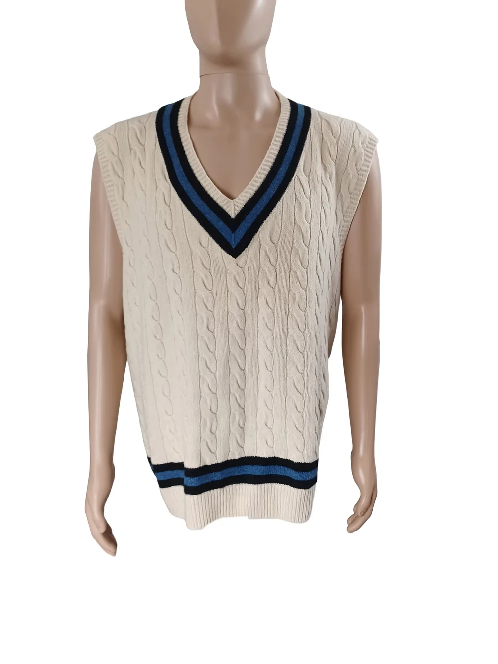 MEN'S VINTAGE 80'S POLO BY RALPH LAUREN CABLE-KNIT V-NECK CRICKET VEST SIZE 2XB